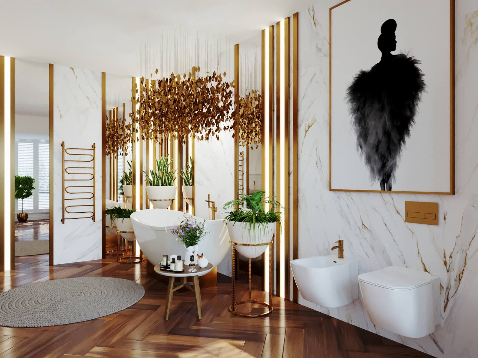 Дизайн ванной комнаты в загородном доме, г. Тула