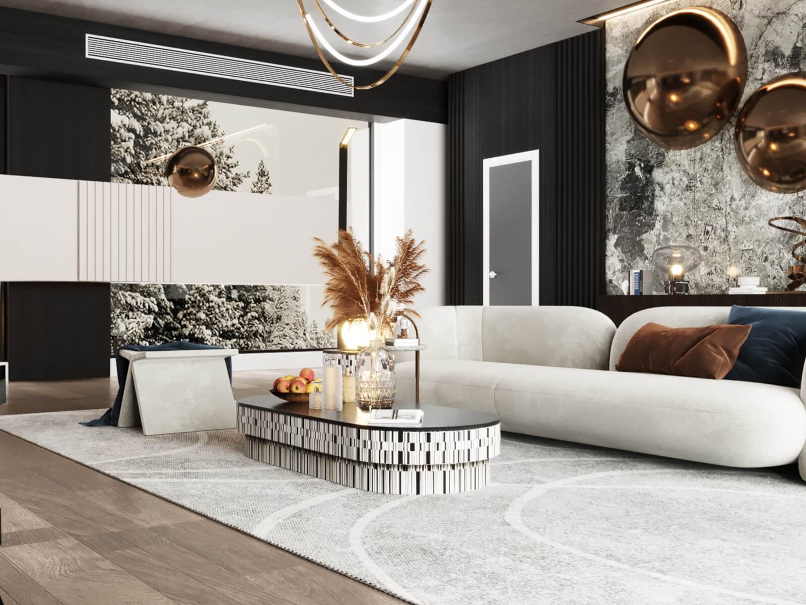 Дизайн гостиной в загородном доме