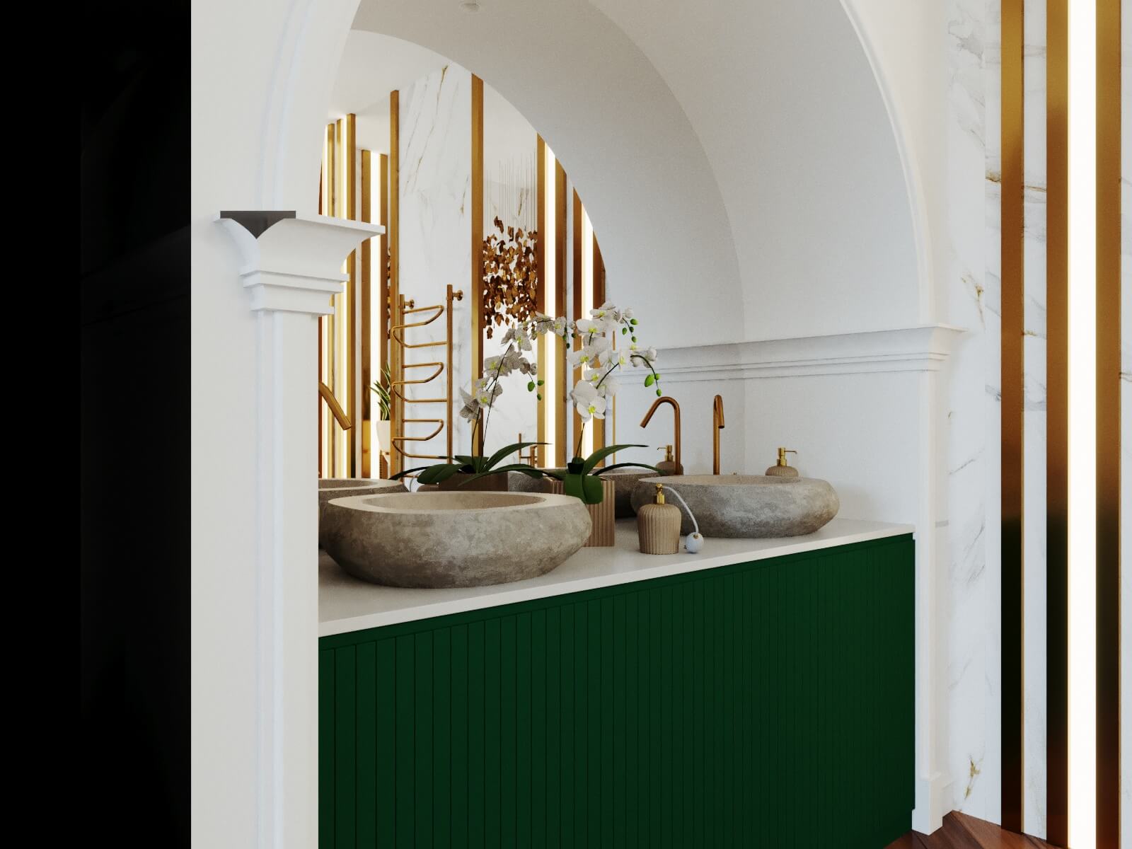 Дизайн ванной комнаты в загородном доме, г. Тула