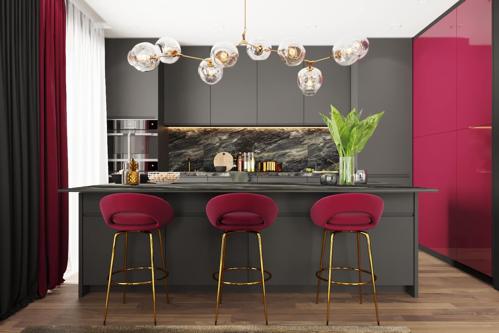 Дизайн кухни-гостиной в загородном доме, г. Калуга 