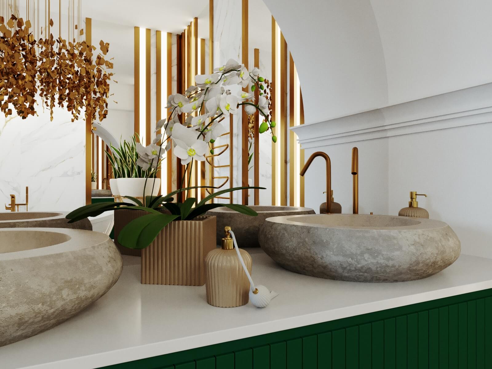 Дизайн ванной комнаты в загородном доме, г. Тула